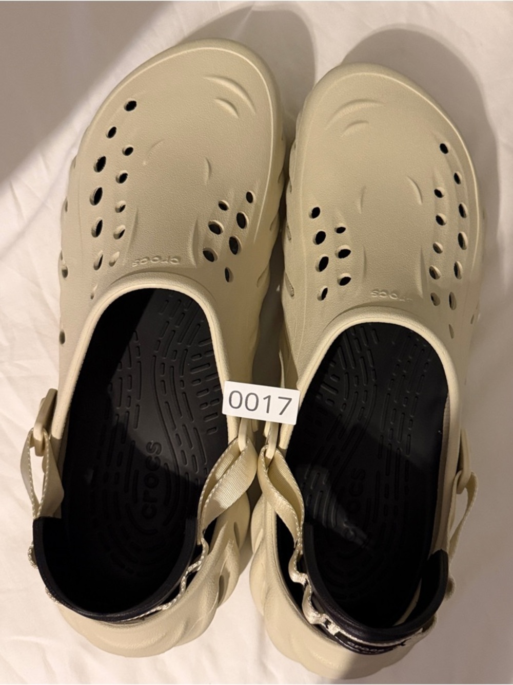 CROCS Clog Sandal in Cream with Black Footbed